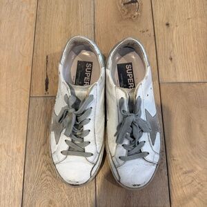Golden Goose White & Silver Superstar Sneakers